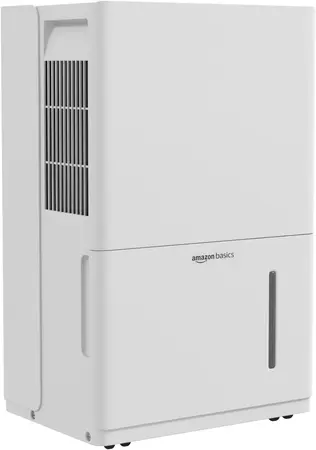 Amazon Basics 50-Pint Large Dehumidifier with Pump, New Energy Star Certified, Humidity Control, Auto-Defrost, Timer, Overflow Protection for Rooms up to 4000 SFT, White
