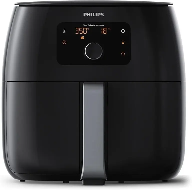Philips Premium Airfryer XXL, Fat Removal Technology, 3lb/7qt, Rapid Air Technology, Digital Display, Keep Warm Mode, 5 Cooking Presets, HomeID App, Family Sized, Black (HD9650/96) | Fat Removal and Rapid Air, Digital Display, 5 Presets, Quickclean Dishwasher-Safe Parts