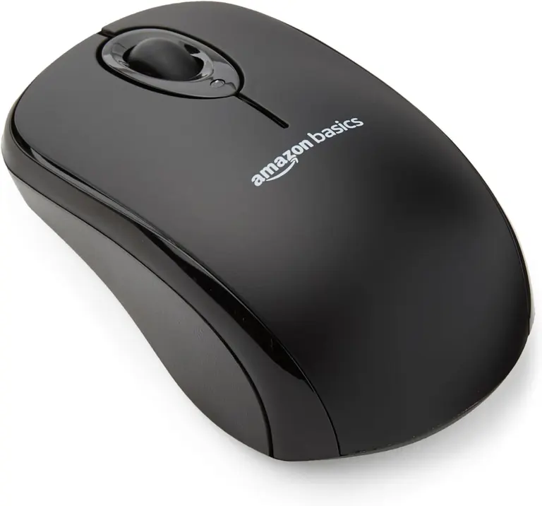 Amazon Basics 2.4 GHz Wireless Optical Computer Mouse with USB Nano Receiver, Portable, No Wires, Smooth Tracking, Multi-Device Compatibility, Black