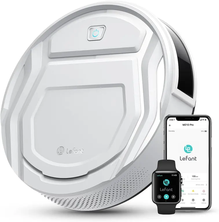 Lefant M210 Pro Robot Vacuum with 2200 Pa Powerful Suction, 6 Cleaning Modes, 120 Mins Runtime, Quiet, Self-Charging, Voice Control, Ideal for Pet Hair and Hard Floor, White