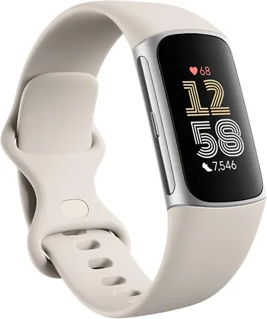 Fitbit Charge 6 Fitness Tracker with Google Apps - Heart Rate on Exercise Equipment - 3-Month Google Health Premium Membership Included - Health Tools - Porcelain/Silver - Small&Large Bands Included