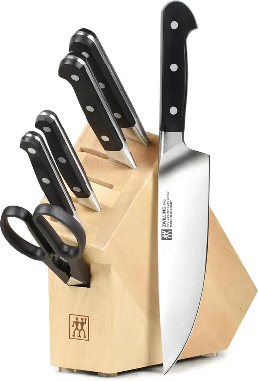 ZWILLING Pro 7 Piece Studio Knife Set - Made in Germany - Birchwood Block