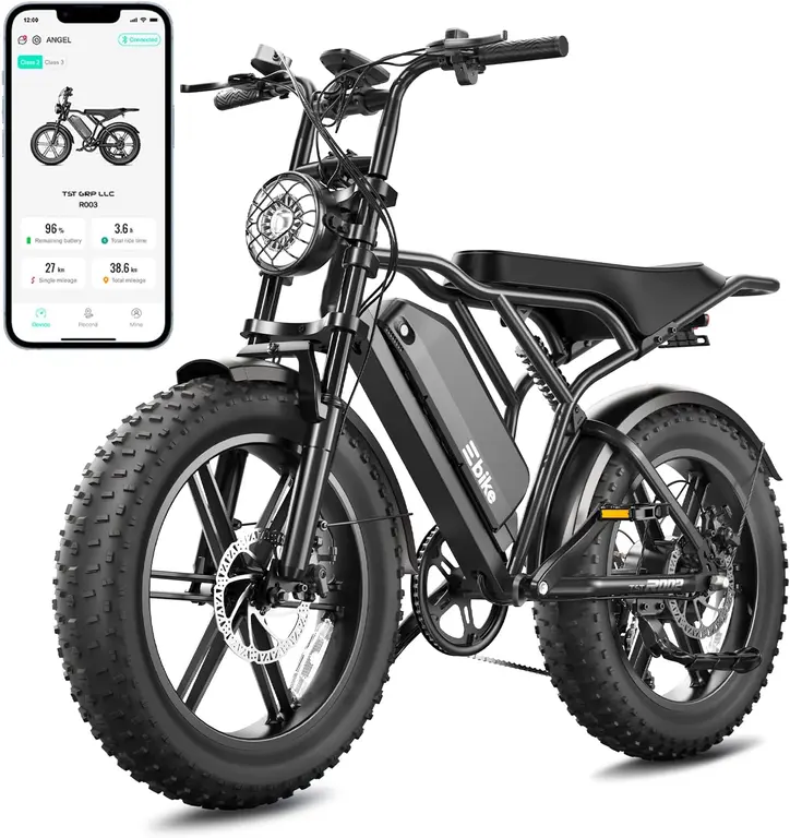 TST Electric Bike for Adults, 1500W Peak Motor 60 Miles Fat Tire Ebike with 48V 15Ah Removable Battery 20" Fat Tire Electric Bike, Full Suspension and 7-Speed