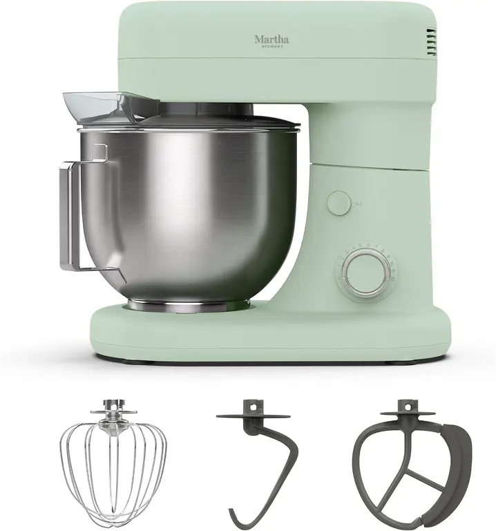 Martha Stewart 5.3Qt Stand Mixer, 12-Speed Tilt-Head Electric Kitchen Mixer with Stainless Steel Bowl, Dough Hook, Whisk & Beater, Splash Guard, Ideal for Baking Bread, Cake & Whipping, Honeydew Green