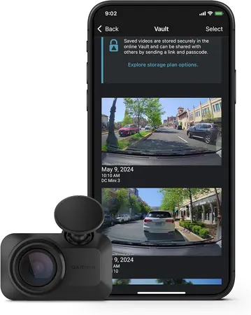 Garmin Dash Cam™ Mini 3, Ultracompact 1080p HD Dash Cam with a 140-degree Field of View, Built in Clarity™ Polarizer, Voice Controlled, Automatic Recording | Ultracompact 1080p/30fps Dash Cam, 140 Degree Diagonal FOV, Built-in Clarity Polarizer, Voice Control, Microsd 8-512gb