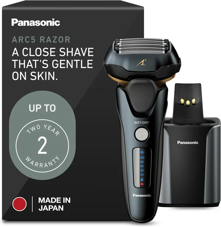 Panasonic Electric Razor for Men, Electric Shaver for Men, ARC5 with Premium Automatic Cleaning and Charging Station, Wet Dry Shaver, Cordless Razor, with Pop-Up Trimmer ES-LV97-K, Black
