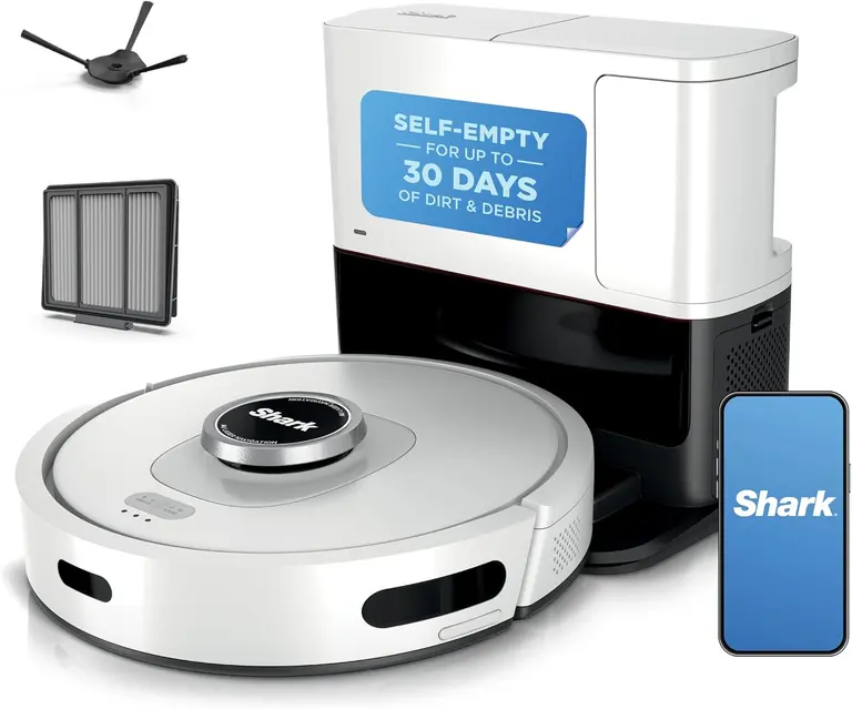 Shark Matrix Clean | Robot Vacuum Cleaner with Powerful Suction for Pet Hair, Rugs, Carpets & Hard Floors | Self-Empty Base | 60-Day Capacity | Voice Control | LiDAR Navigation | White | AV2511AE