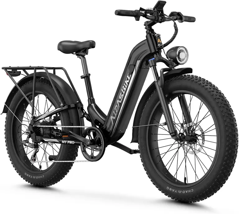 Aipas M1 Pro Electric Bike, 1800W Peak Motor Electric Bike for Adults, 26'' x 4.0'' Fat Tire Ebike, 48V 17.5Ah Electric Mountain Bike, 36MPH, 85 Miles Electric Bicycle, 7 Speed, 110NM with Rear Basket