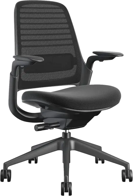Steelcase Series 1 Office Chair - Ergonomic Work Chair with Wheels for Carpet - Helps Support Productivity - Weight-Activated Controls, Back & Arm Support - Easy Assembly - Licorice