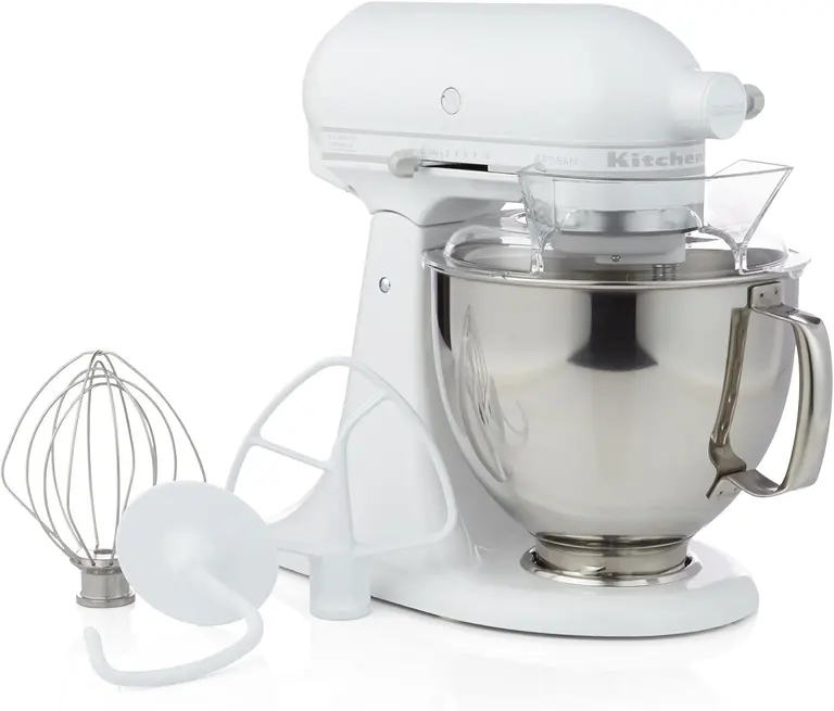 KitchenAid KSM150PSWW Artisan Series 5-Qt. Stand Mixer with Pouring Shield - White On White