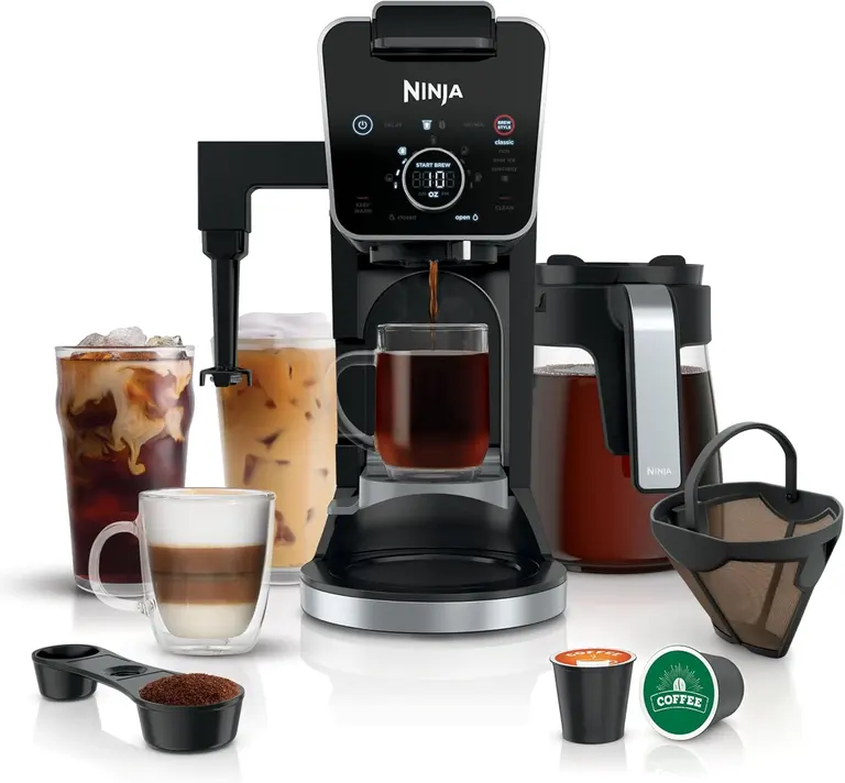 Ninja Specialty Drip Coffee Maker | DualBrew™ Pro Specialty Coffee Machine w/Frother, Permanent Filter | Brew w/Pods & Grounds, K Cups Compatible | 4 Brew Styles, 13 Cup to Pot Sizes | Black CFP307