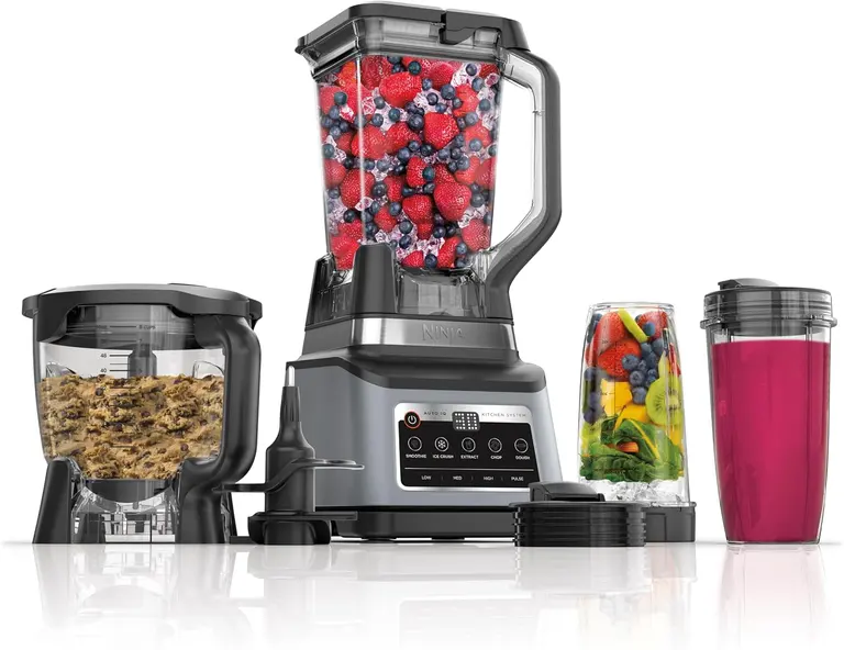 Ninja BN801 Professional Plus Kitchen System, 1400 WP, 5 Functions for Smoothies, Chopping, Dough & More with Auto IQ, 72-oz.* Blender Pitcher, 64-oz. Processor Bowl, (2) 24-oz. To-Go Cups, Grey | 1400-Peak-Watt Motor, 72-Oz Pitcher, 64-Oz Processor, 2×24-Oz To-Go Cups, 5 Auto-Iq Presets